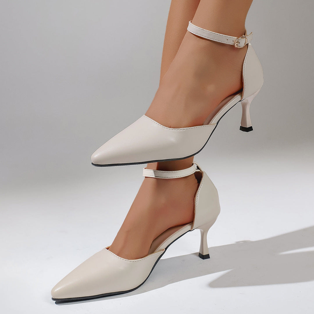 Damen elegante Slingback-Pumps mit schmalem Absatz und modischem Knöchelriemen Drune