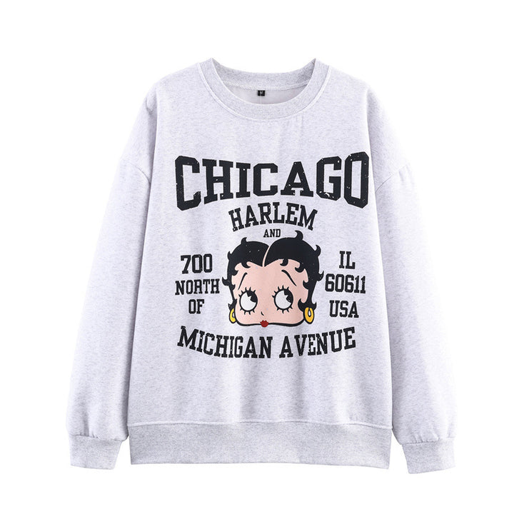 Damen lässiger Pullover mit verspieltem Grafikdruck und relaxed Fit Drune