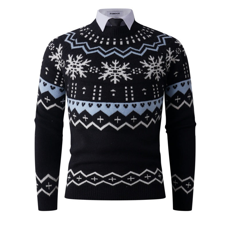 Herren modischer Strickpullover mit kreativem Schneemuster Drune