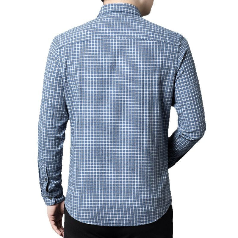 Herren Langarmhemd mit modernem Karodesign und atmungsaktiver Baumwollqualität Drune