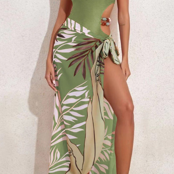 Damen Badeanzug-Set mit asymmetrischem Oberteil und elegantem Sarong Drune