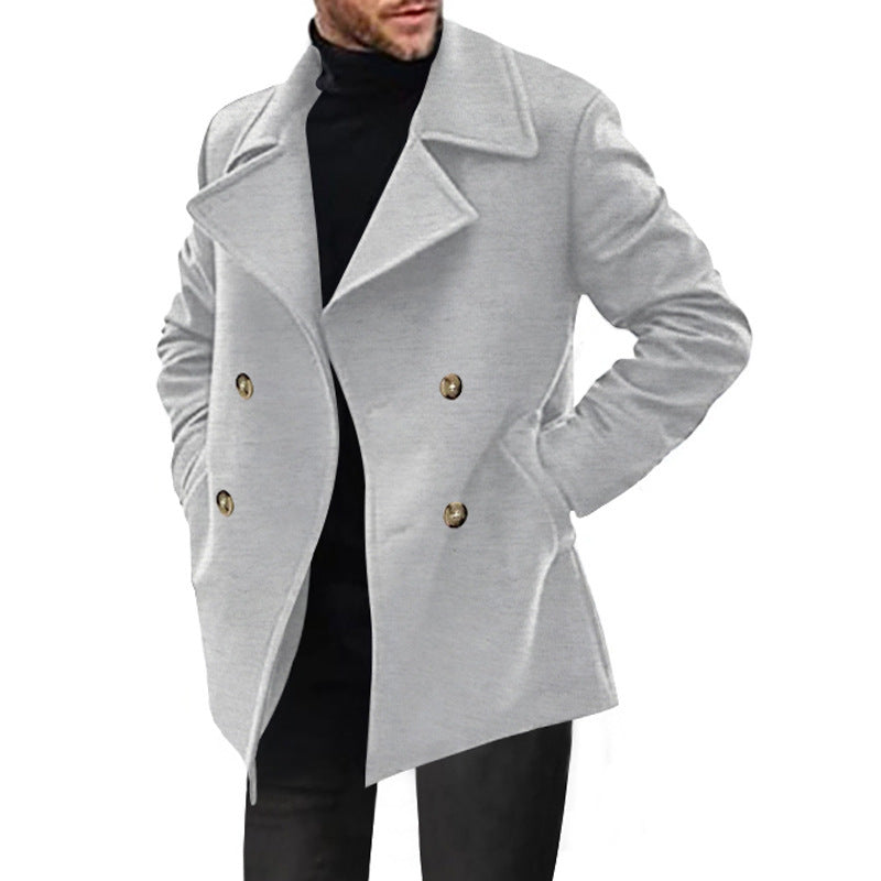 Herren klassischer Peacoat mit modischem Revers und eleganten Knopfdetails Drune