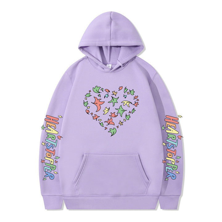 Damen Kapuzenpullover mit kreativem Herz- und Blattmotiv Drune