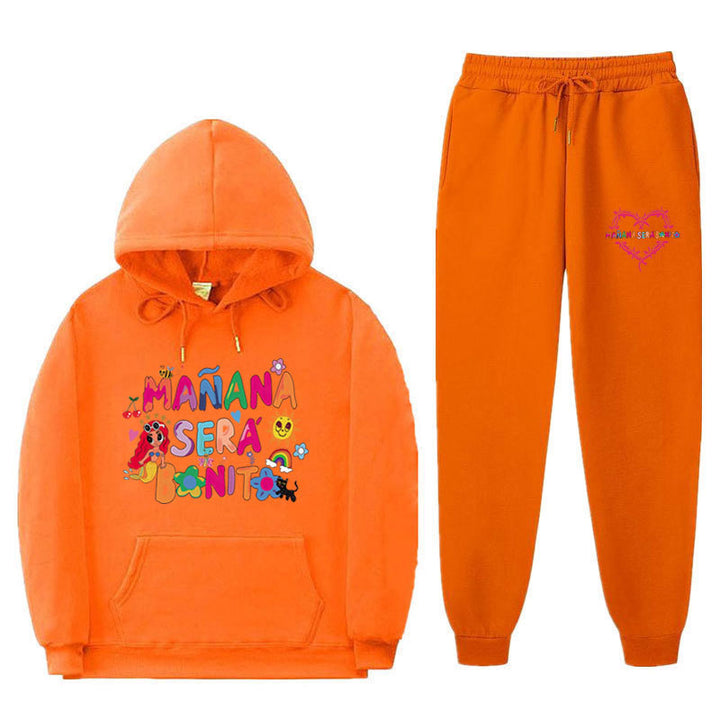 Damen Sweatshirt- und Jogginghose-Set mit buntem Aufdruck Drune