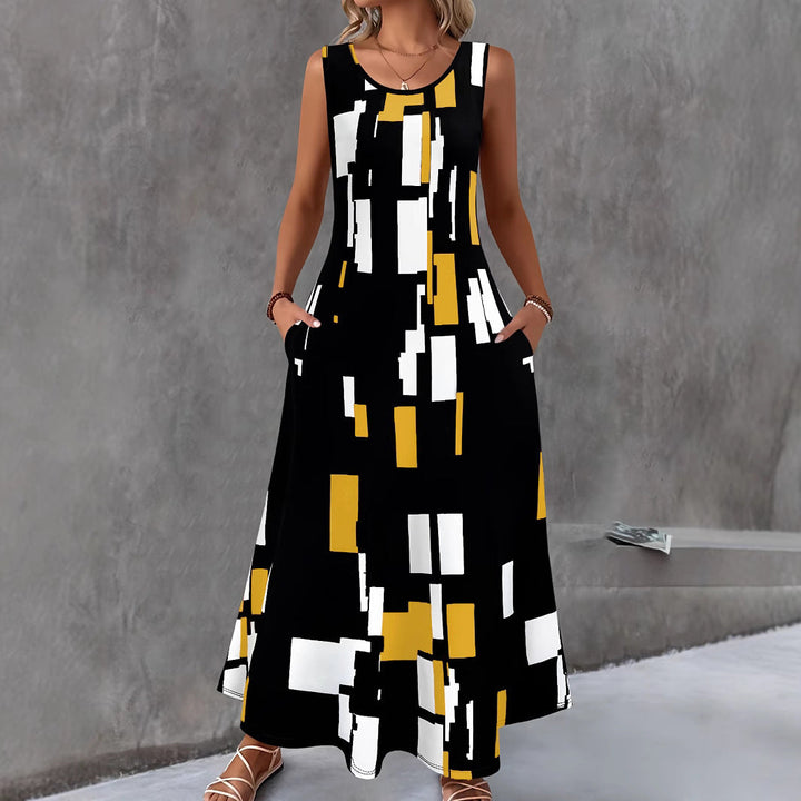 Damen Maxikleid mit buntem Grafikdesign Drune