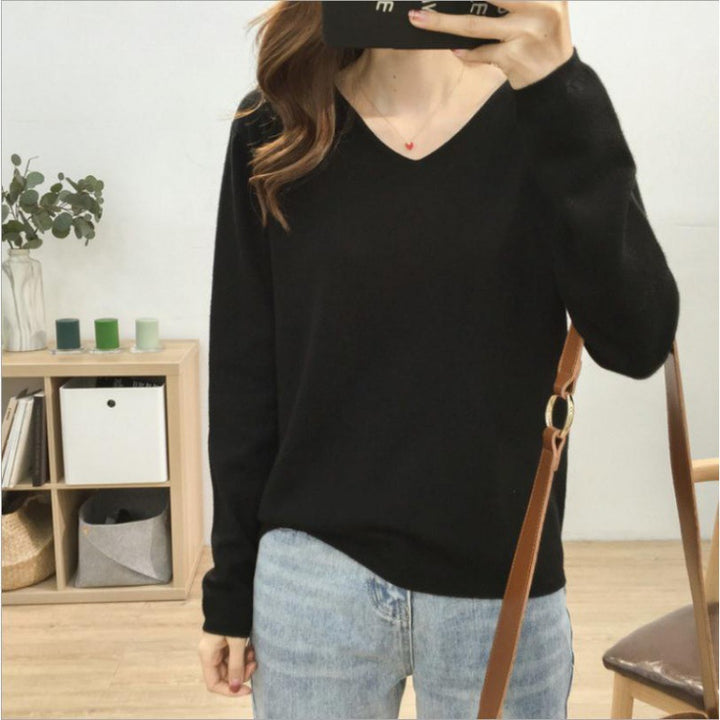 Damen V-Ausschnitt Pullover mit lässigem Schnitt und weichen Materialien Drune