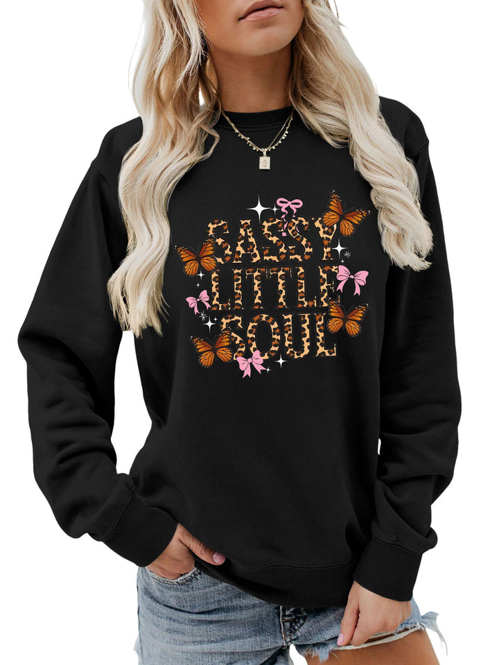 Damen Sweatshirt mit kunstvollem Schmetterlingsdesign Drune