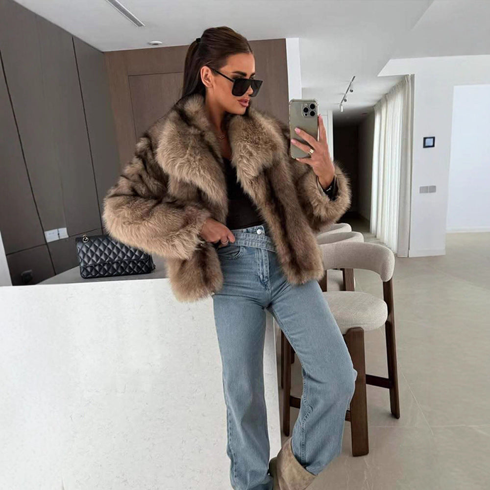 Damen elegante Kunstfelljacke Drune
