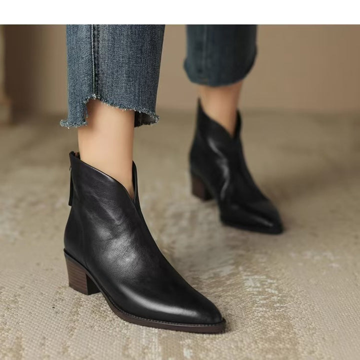 Damen nan spitze Chelsea-inspirierte Stiefelette mit asymmetrischem Schaft und mittelhohem Blockabsatz Drune