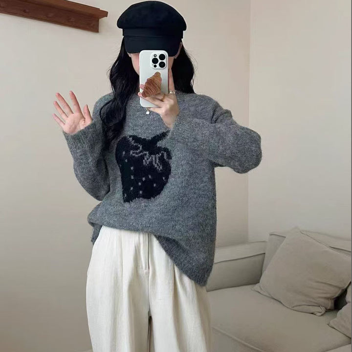 Damen Kuscheliger Pullover im modernen Design mit niedlichem Tiermotiv Drune