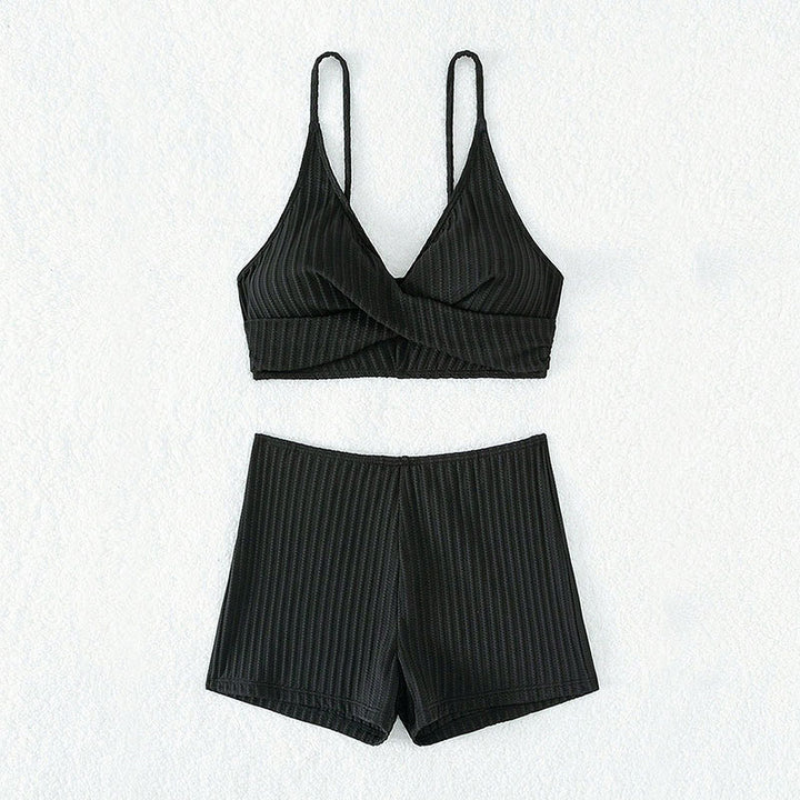 Damen Hochwertiges Zweiteiler Bikini-Set mit Wellenmuster Drune