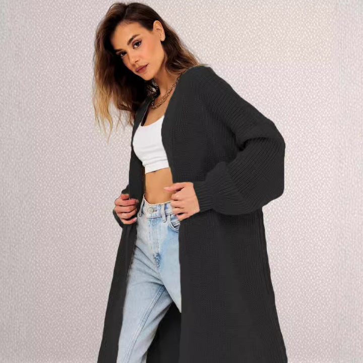 Damen Grobstrick-Cardigan mit offenem Frontdesign und tiefen Taschen Drune
