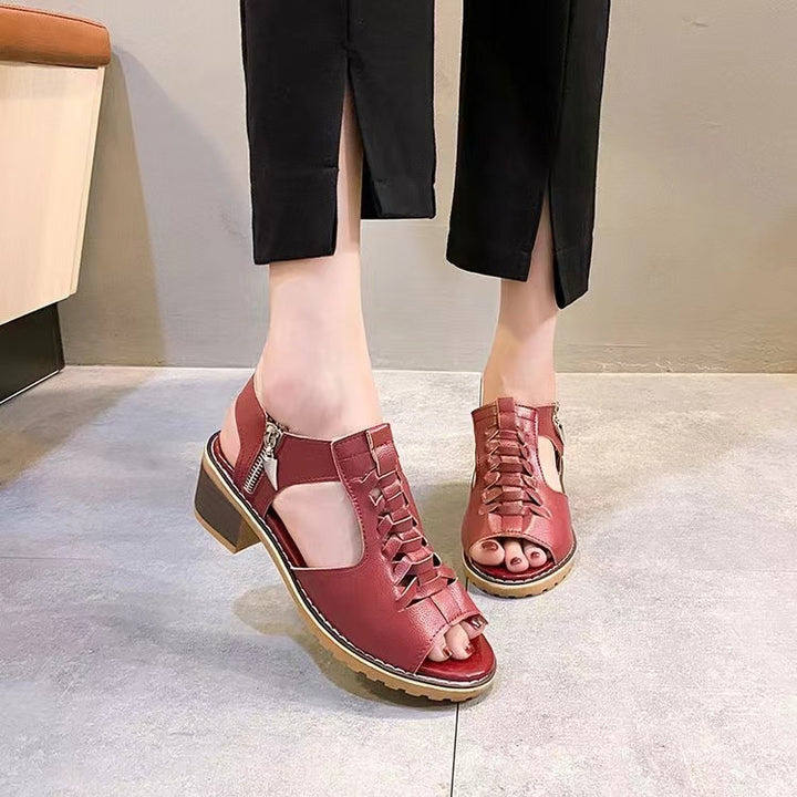 Drune - Orthopädische Sandalen mit Absatz | Bequeme Sandalen für Damen mit Spitzendesign