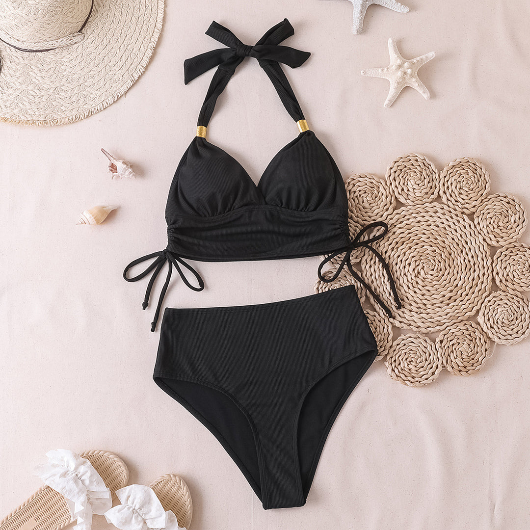 Damen Hochtaillierter Bikini mit Wickeloberteil Drune