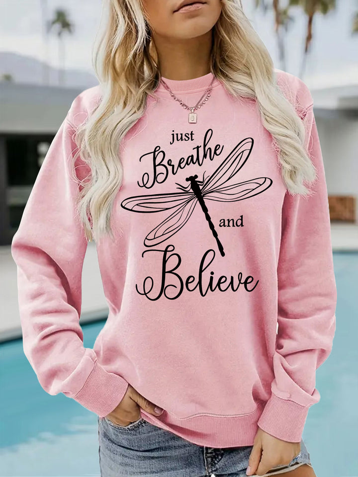 Damen Sweatshirt mit inspirierendem Drachenfliegen-Motiv und lässigem Schnitt Drune