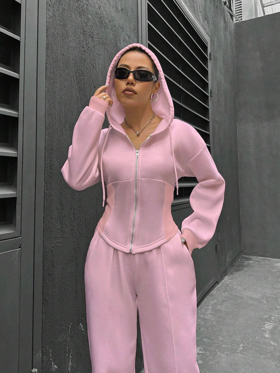 Damen modischer Zip-Hoodie mit tailliertem Schnitt Drune