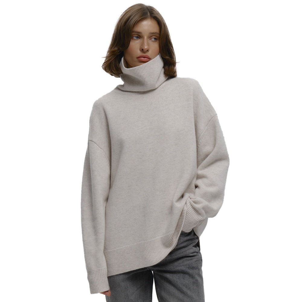 Damen Strickpullover mit hohem Kragen und lässigem Schnitt Drune