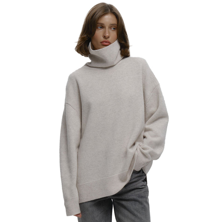 Damen Strickpullover mit hohem Kragen und lässigem Schnitt Drune