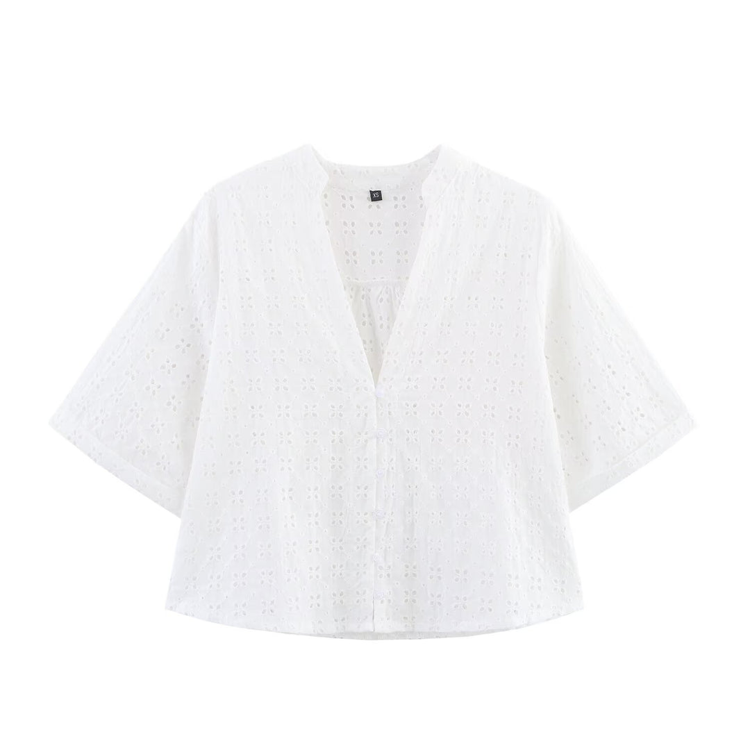 Damen luftiges Set mit broderie anglaise und weit geschnittenem Oberteil Drune