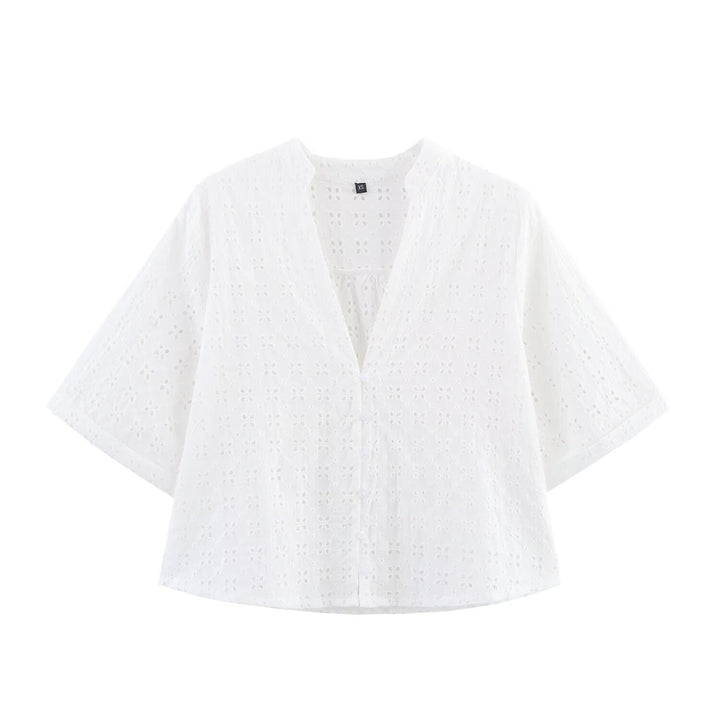 Damen luftiges Set mit broderie anglaise und weit geschnittenem Oberteil Drune