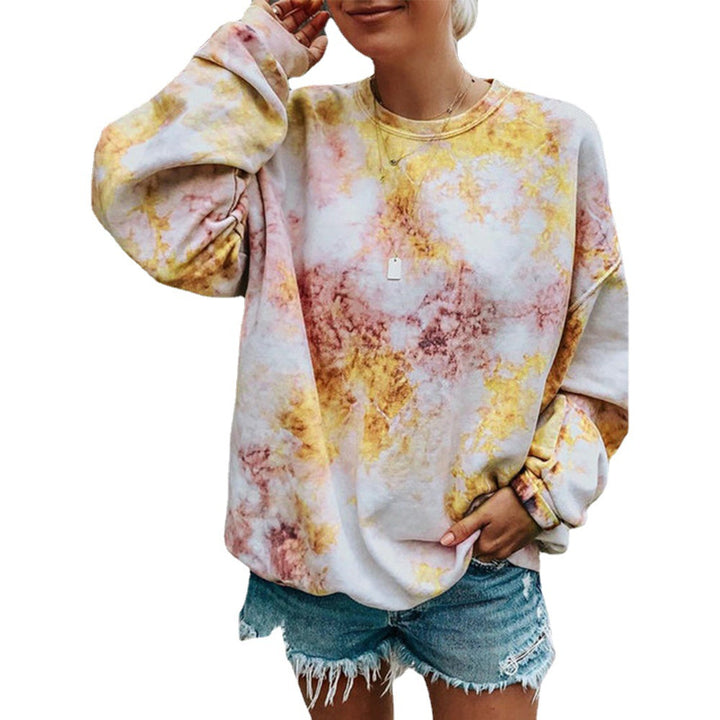 Damen lässiger Sweatshirt mit buntem Batik-Muster Drune