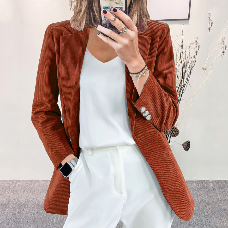 Damen Eleganter Strukturierter Blazer mit Details an den Ärmeln Drune