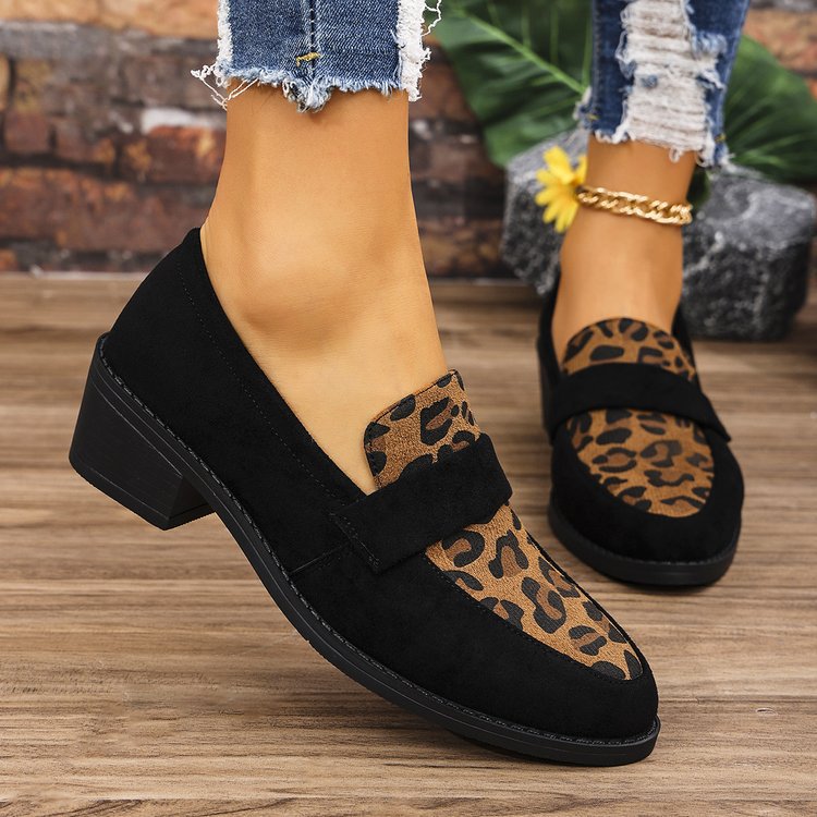 Damen Loafer mit modischem Leopardenmuster und bequemem Fußbett Drune