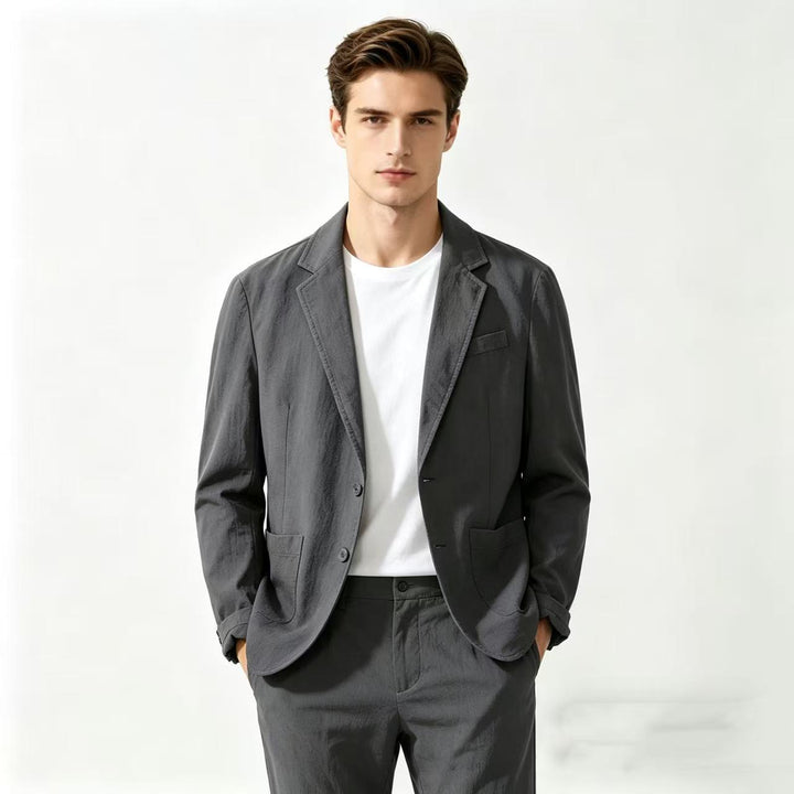 Herren nan leichter Leinenblazer mit modernem Slim-Fit Schnitt Drune
