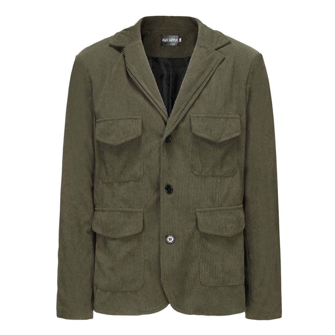 Damen lässige Cordjacke mit aufgesetzten Taschen Drune