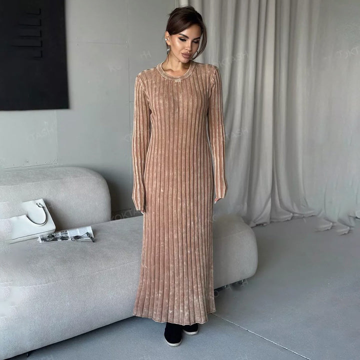Damen Maxikleid mit Streifenstruktur und elegantem Schnitt Drune