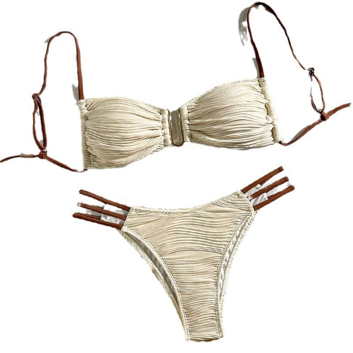 Damen Bandeau-Bikini mit Raffung und hohen Beinausschnitten Drune