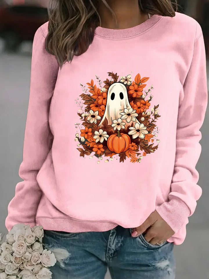 Damen Sweatshirt mit verspielt gruseligem Herbstmotiv Drune
