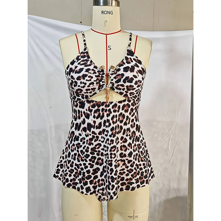 Damen Einteiler Badeanzug mit modischem Tierprint und eleganten Cut-Out-Details Drune