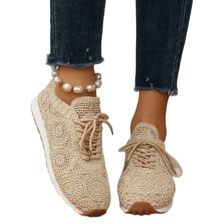 Damen  gestrickte Slip-On Plateau-Sneaker mit atmungsaktivem Obermaterial und gepolstertem Komfortfußbett Drune