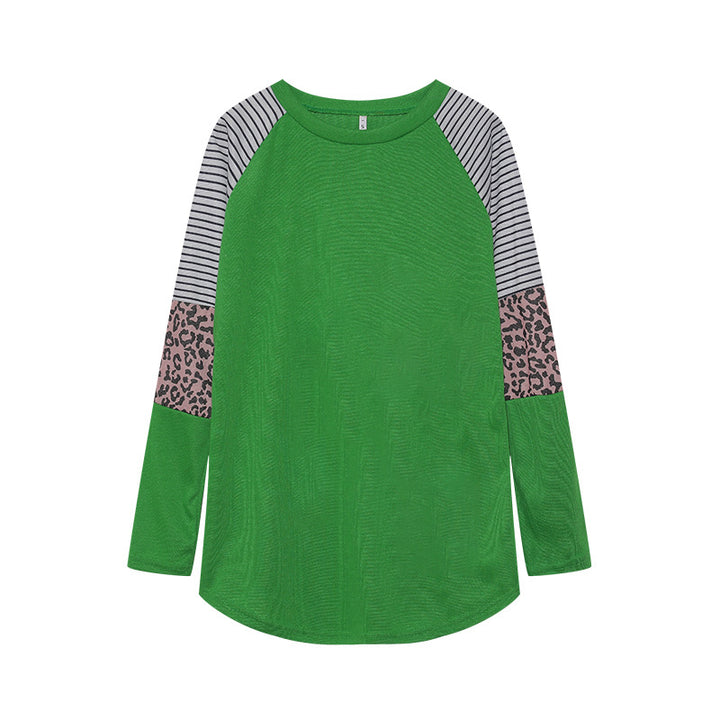 Damen Sportliches Langarmshirt mit tierischem Muster und modernem Streifendesign Drune