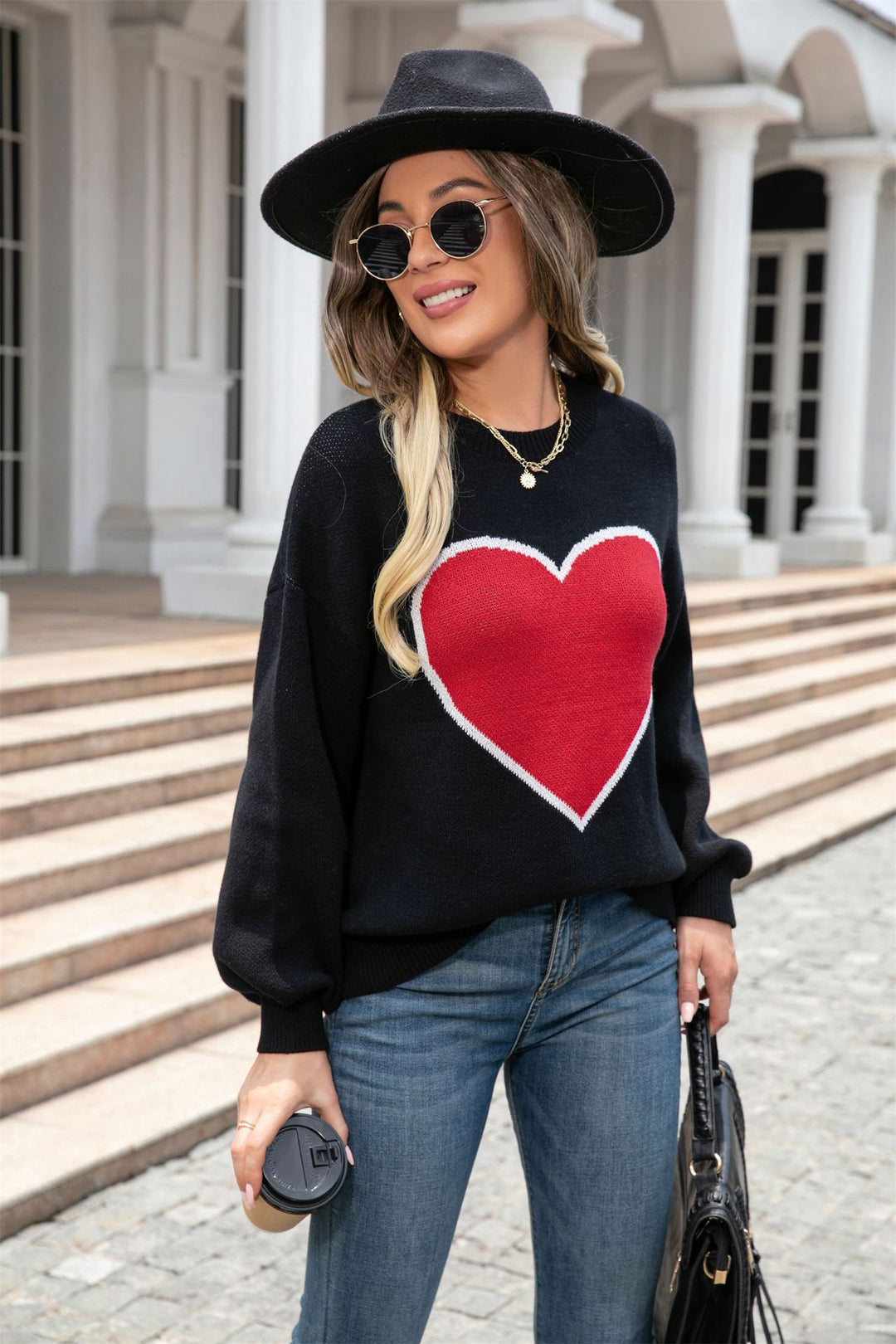 Damen Sweatshirt mit Herzdesign Drune