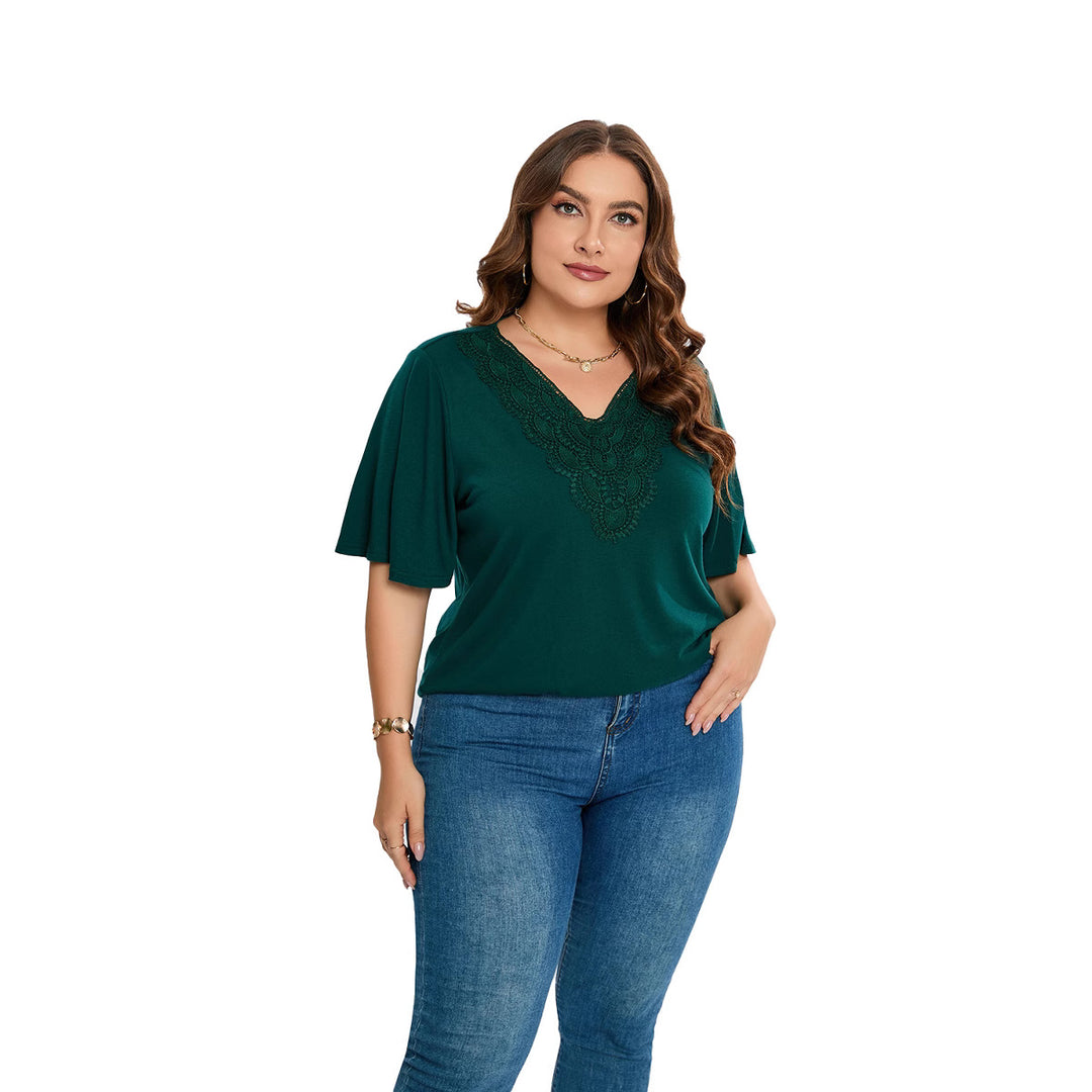 Damen Blusenshirt mit eleganter Lochstickerei und weit geschnittenen Ärmeln Drune