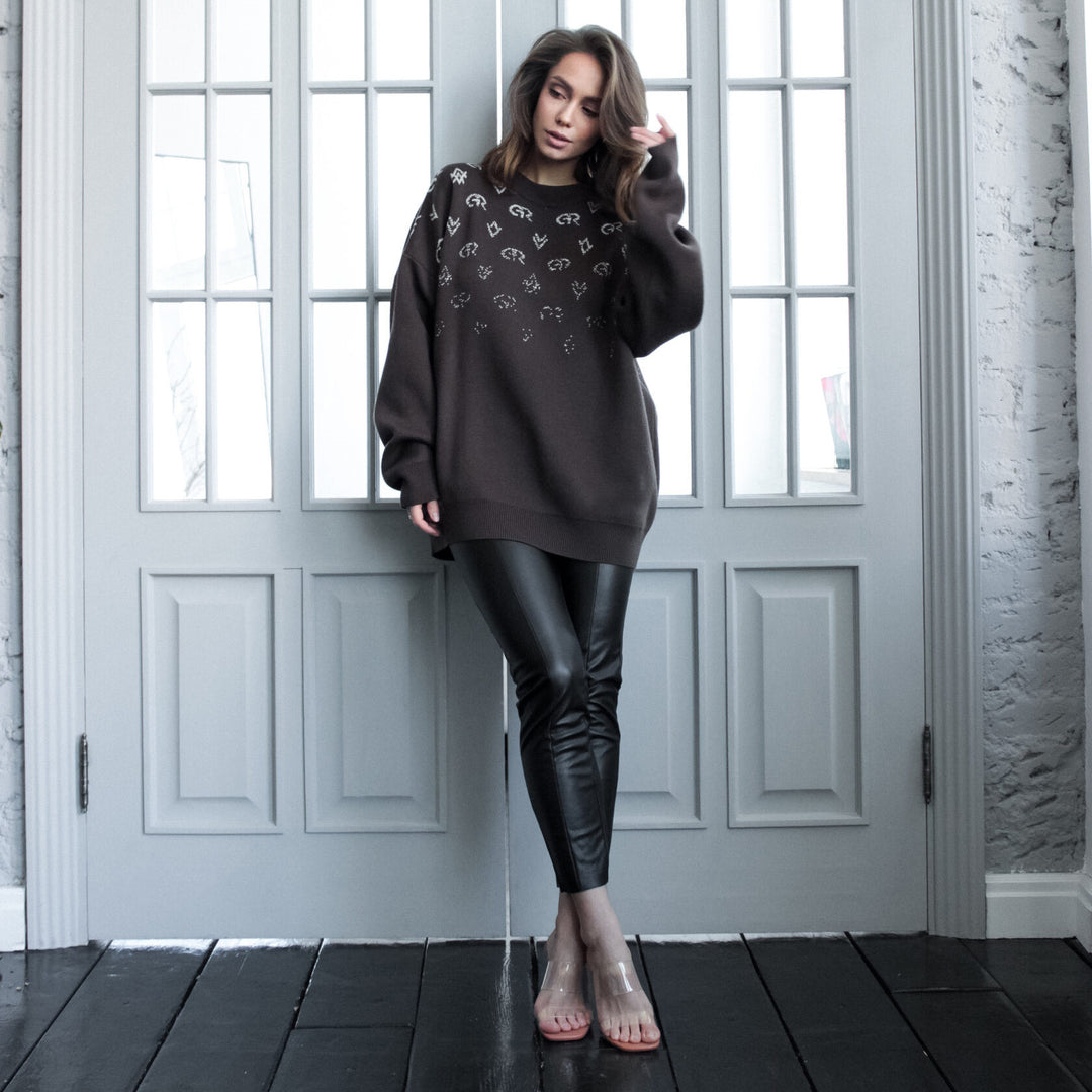 Damen Oversized Sweatshirt mit kreativem Schriftzug Drune
