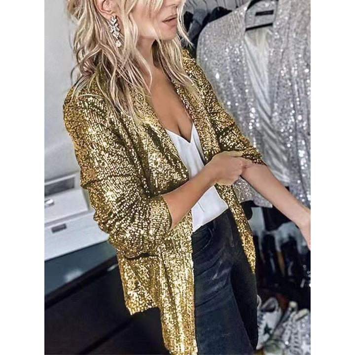 Damen Glitzernder Blazer aus Pailletten mit modernem Schnitt Drune