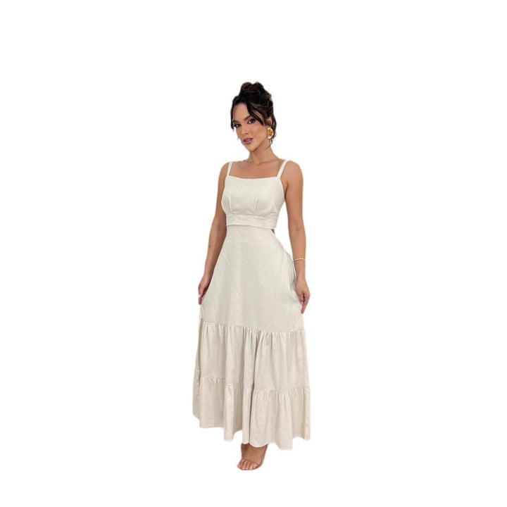 Damen Maxi-Kleid mit tailliertem Oberteil und voluminösem Rock Drune