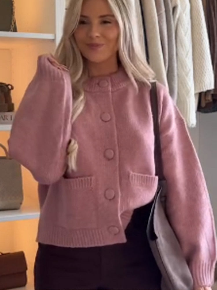 Damen lässige Strickjacke mit Knopfdetails und bequemem Schnitt Drune