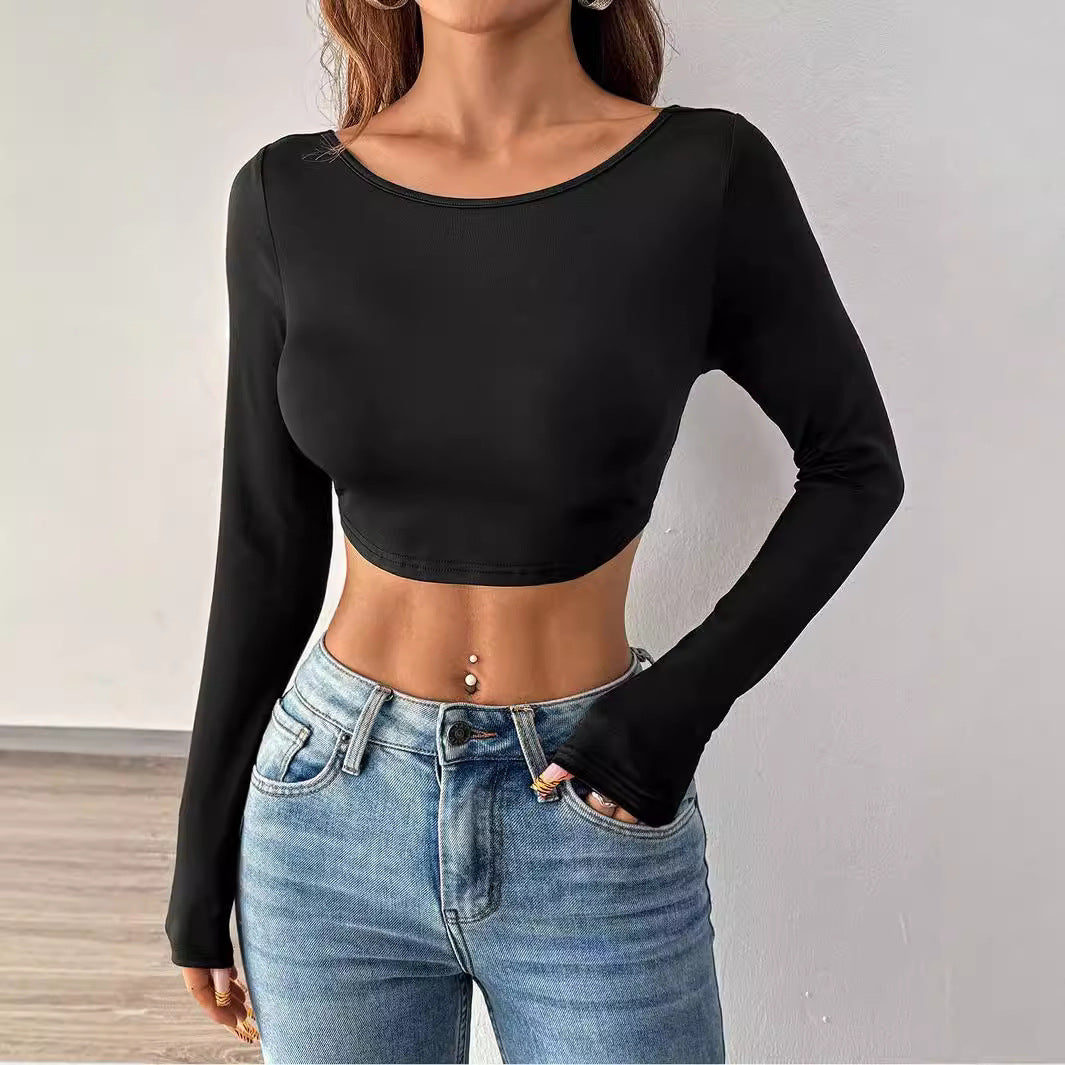 Damen cropped Langarmshirt im minimalistischen Design Drune