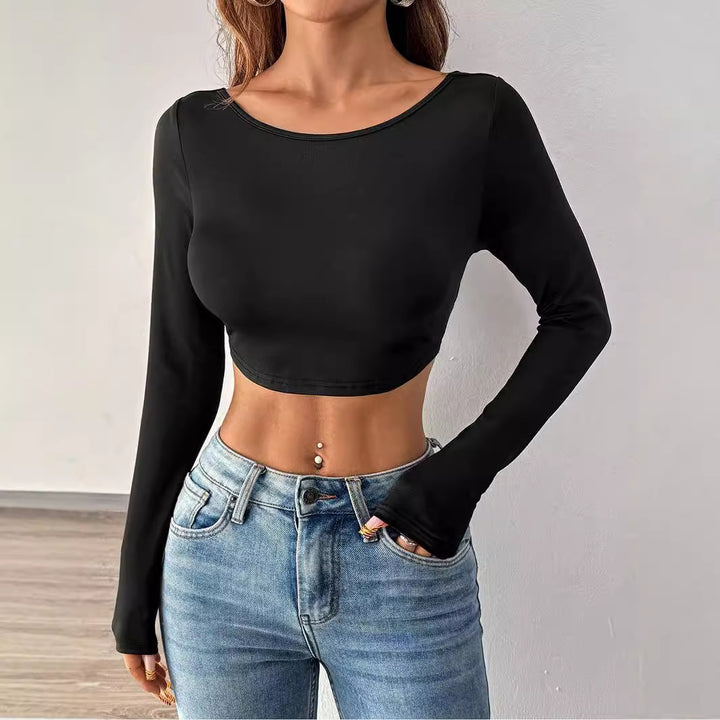 Damen cropped Langarmshirt im minimalistischen Design Drune