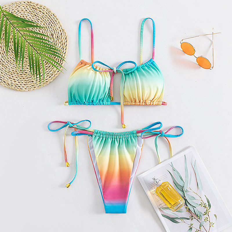 Damen Triangel-Bikini mit individuell verstellbaren Bändern und modischem Farbverlauf Drune