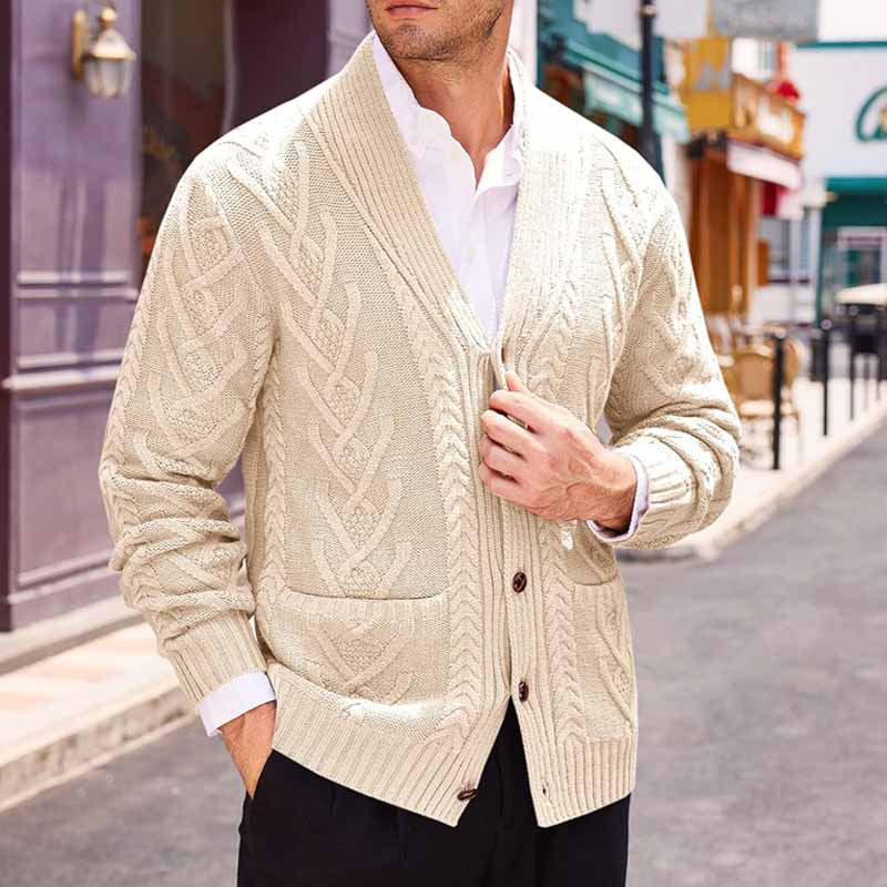 Herren Strickjacke mit großer Blende und Taschen Drune
