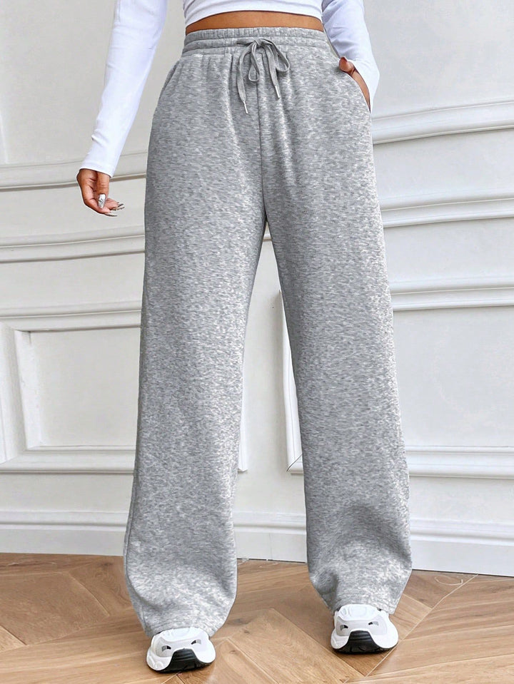 Damen bequeme Freizeithose mit weitem Schnitt und elastischem Bund Drune