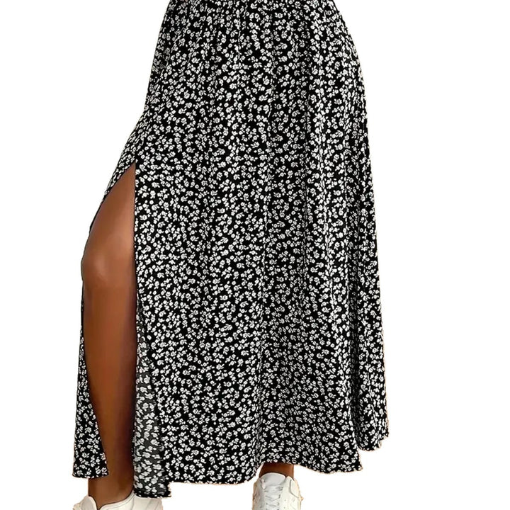 Damen Maxirock mit floralem Muster und seitlichem Schlitz Drune