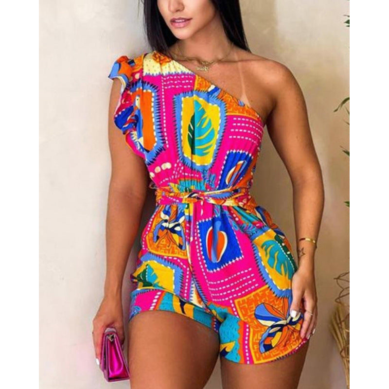 Damen Jumpsuit mit Rüschen und lebhaftem Muster Drune