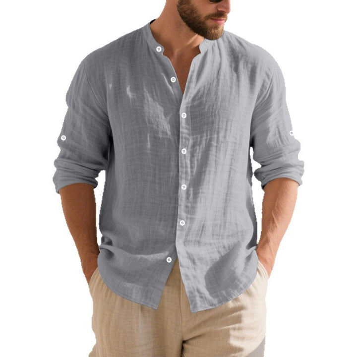 Herren lässiges Langarmhemd mit modernen Knopfdetails und strukturierter Oberfläche Drune