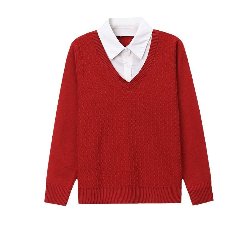 Damen Strickpullover mit V-Ausschnitt und strukturiertem Design Drune